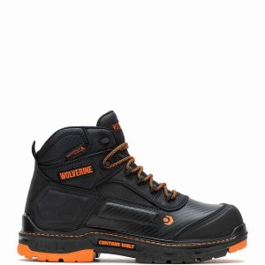 Black Orange Wolverine Overpass CarbonMAX® 6" Men Work Boots | YTR1236ZN