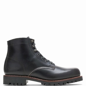 Black Wolverine 1000 Mile Plain-Toe Rugged Men Work Boots | MKT3084CZ