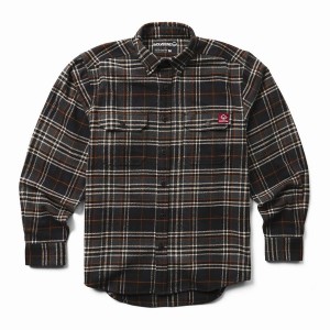 Black Wolverine Glacier Heavyweight Long Sleeve Flannel Men Shirts | LFL7353PO