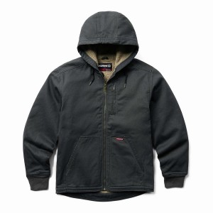 Black Wolverine Upland Sherpa Lined Hooded Men Jackets | ZEI561JE