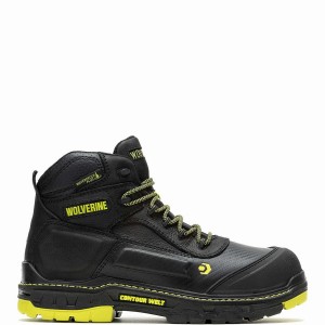 Black Yellow Wolverine Overpass CarbonMAX® 6" Men Work Boots | HID651NN