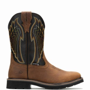 Brown Black Wolverine Rancher Eagle Waterproof Steel-Toe Wellington Men Boots | LMK637GE