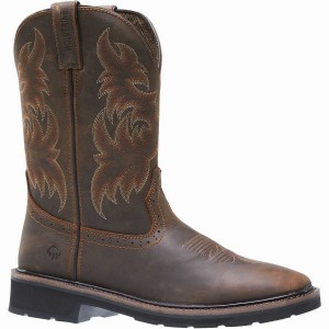 Brown Red Wolverine Rancher Square-Toe Steel-Toe Wellington Men Boots | LYP4653BY