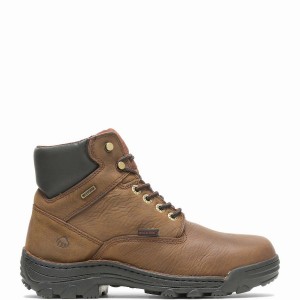 Brown Wolverine Durbin Waterproof 6" Men Work Boots | PDZ64100GV