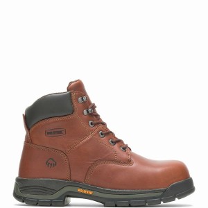 Brown Wolverine Harrison Lace-Up Steel-Toe 6" Men Work Boots | TTO9889IK