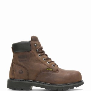 Brown Wolverine McKay Waterproof Steel-Toe 6” Men Work Boots | PHU2273FP