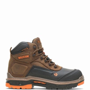 Brown Wolverine Overpass CarbonMAX® 6" Men Work Boots | DOP1420QB