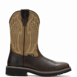 Brown Wolverine Rancher Eagle Waterproof Steel-Toe Wellington Men Boots | DYF2299MJ