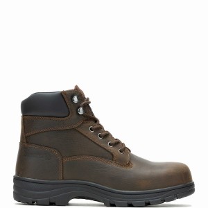 Dark Brown Wolverine Carlsbad 6" Steel-Toe Men Work Boots | SKZ2037CR