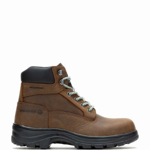 Dark Brown Wolverine Carlsbad 6" Women Work Boots | UYB7856IZ