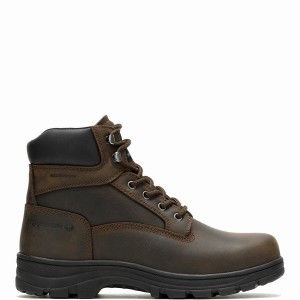 Dark Brown Wolverine Carlsbad Waterproof 6" Men Work Boots | BOT6027ST