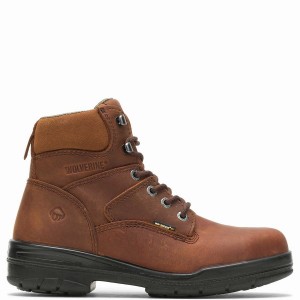 Dark Brown Wolverine DuraShocks® Slip Resistant Steel-Toe 6" Men Work Boots | XAI430XF