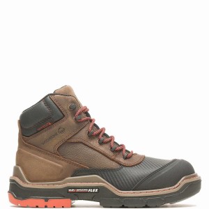 Dark Brown Wolverine Raider DuraShocks® Shield 6" CarbonMAX® Men Work Boots | FAF343JU