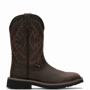 Dark Brown Wolverine Rancher Arrow Steel-Toe Wellington Men Boots | FVN5687PZ