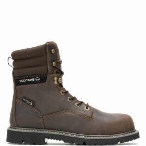 Dark Brown Wolverine Revival 8" Composite-Toe Men Work Boots | DCF7244BU