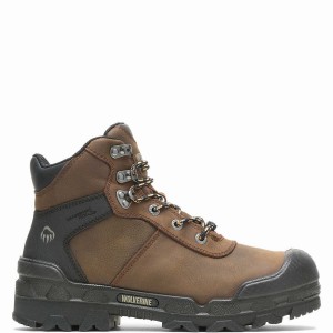 Dark Brown Wolverine Warrior Met-Guard 6" Men Work Boots | WVK6613GZ