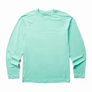 Green Wolverine Sun-Stop Long Sleeve Crew Men T Shirts | FEJ3933WG