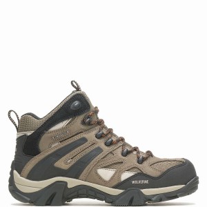 Grey Brown Wolverine Wilderness Men Hiking Boots | SVD2954JV