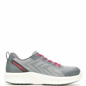 Grey Red Wolverine Bolt DuraShocks® Knit CarbonMax® Men Work Shoes | LYO7678VX