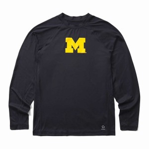 Navy Wolverine x Valiant University of Michigan Sun-Stop Eco Long Sleeve Tee Men T Shirts | TQT1423IT