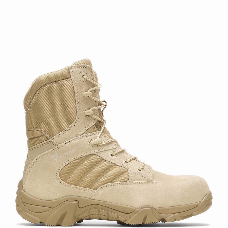 Beige Brown Wolverine GX-8 Desert Composite Toe Side Zip Men Work Boots | SNO2144YZ