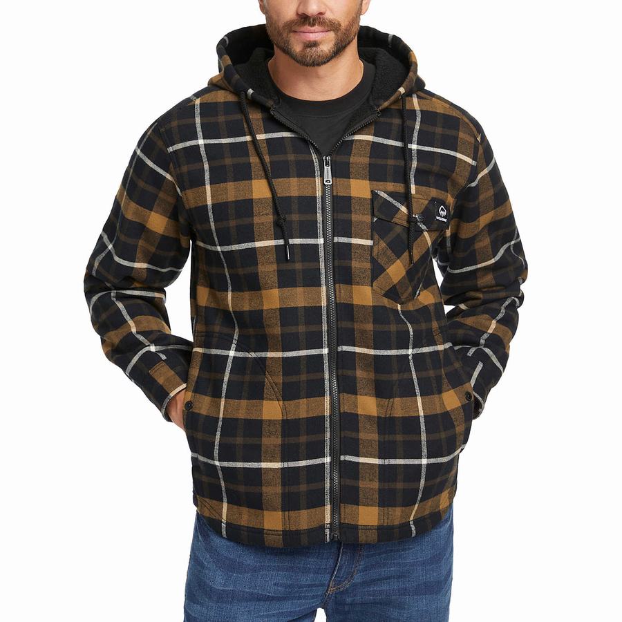 Black Brown Wolverine Bucksaw Sherpa Shirt Men Jackets | LEI1293AO