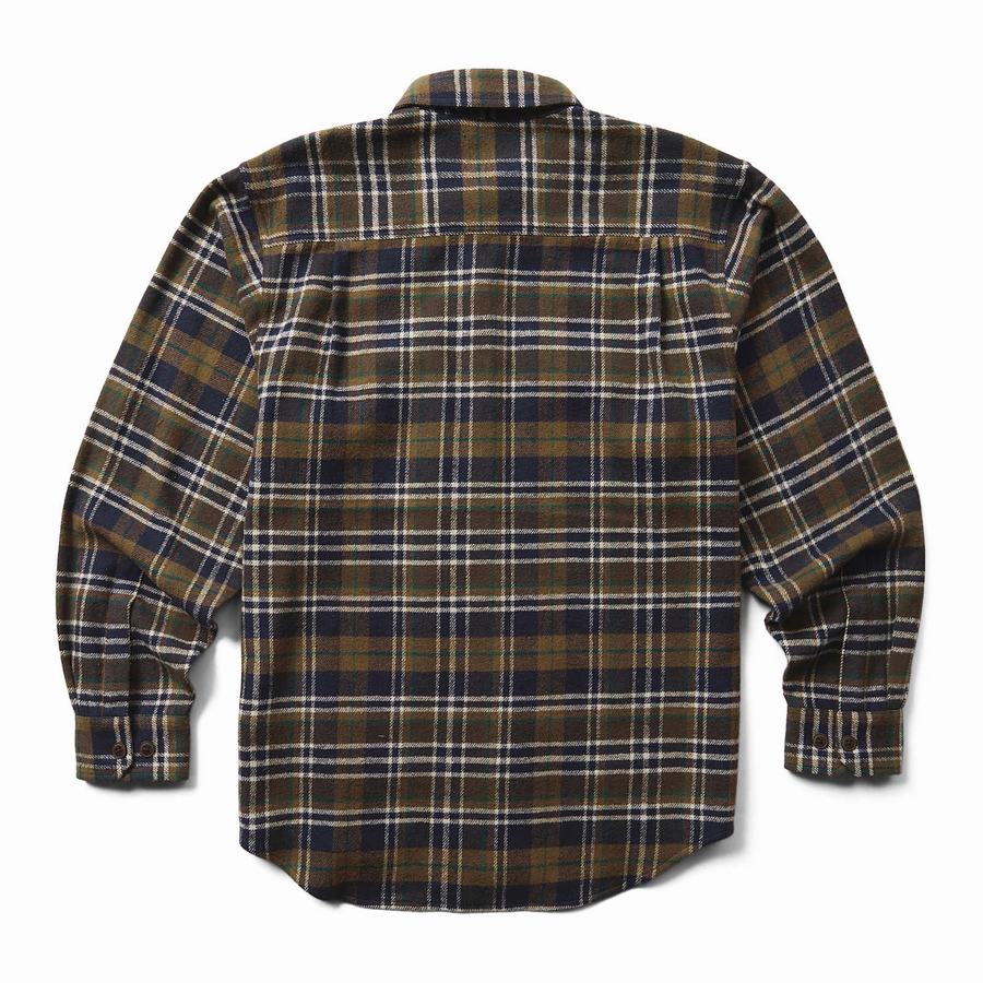 Black Green Wolverine Glacier Heavyweight Long Sleeve Flannel Men Shirts | PEA434DC