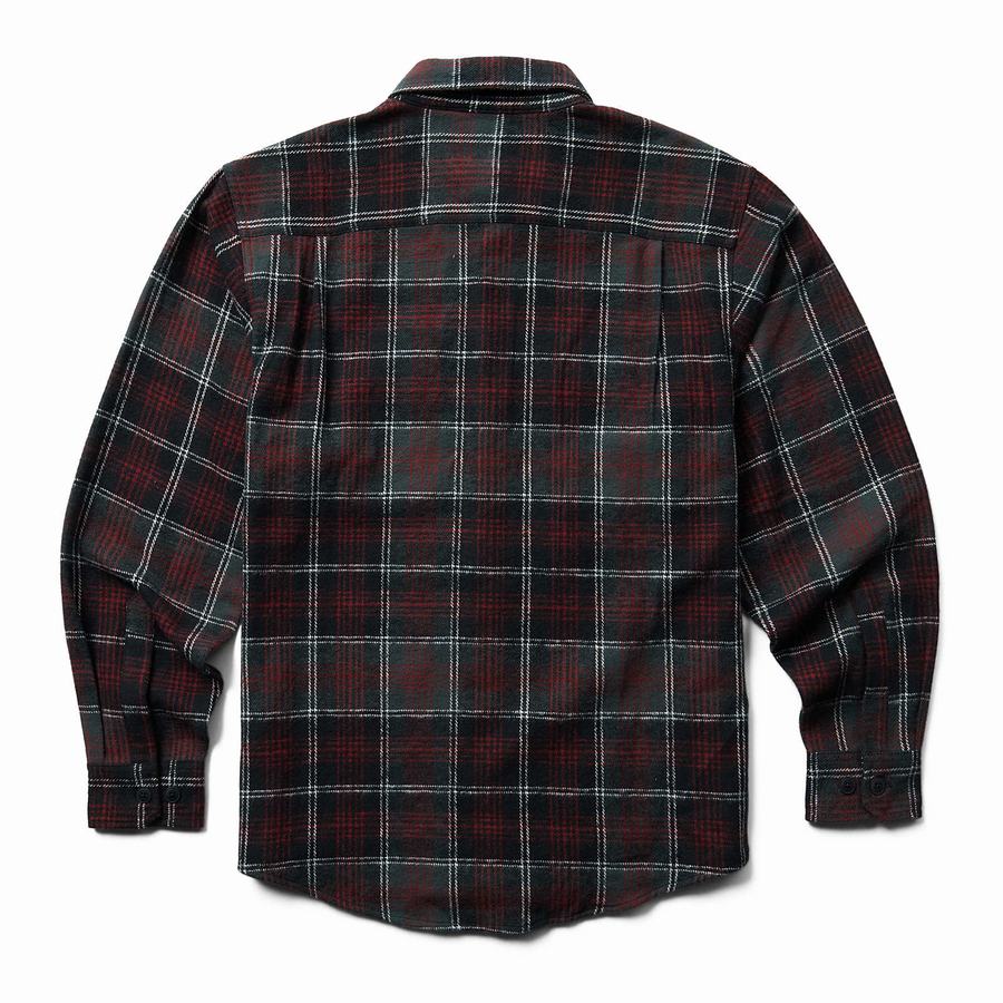 Black Red Wolverine Glacier Heavyweight Long Sleeve Flannel Men Shirts | SCW874TH