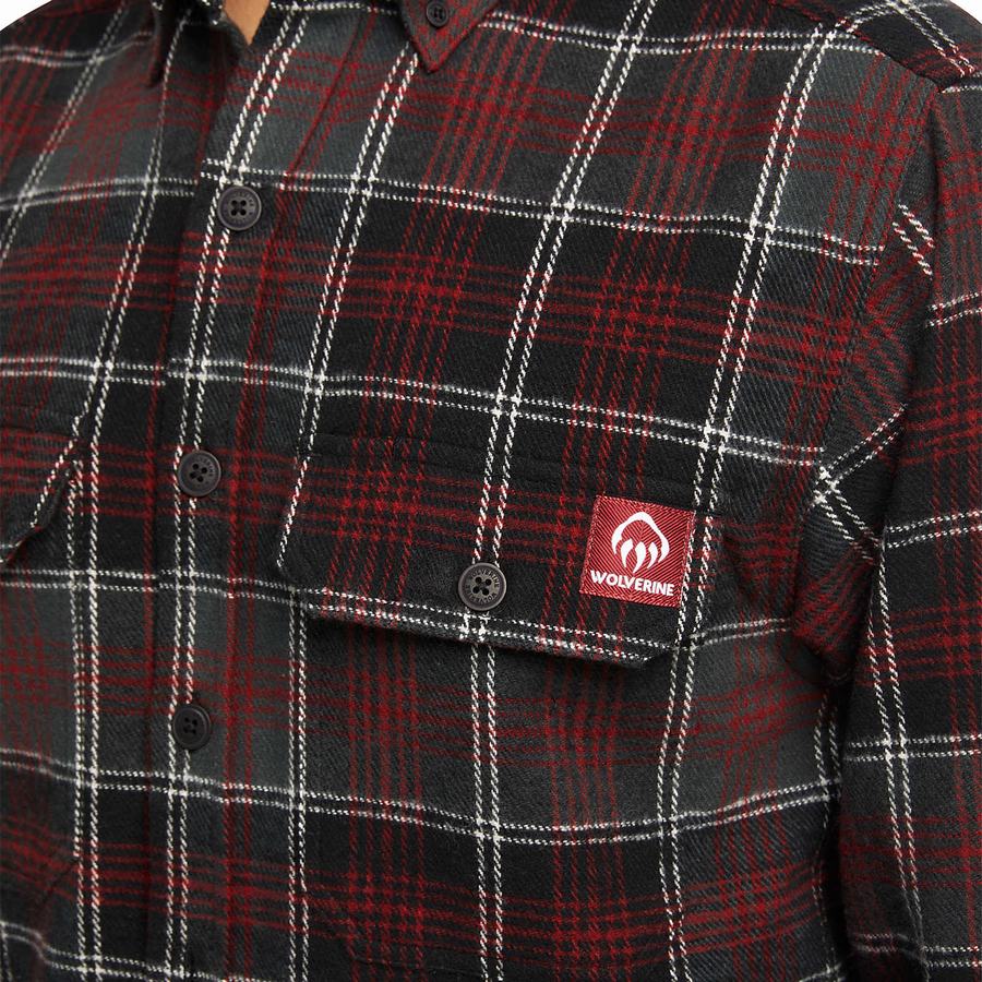 Black Red Wolverine Glacier Heavyweight Long Sleeve Flannel Men Shirts | SCW874TH