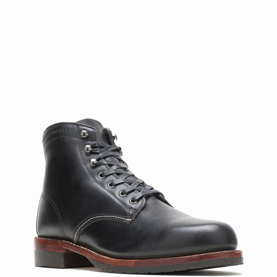 Black Wolverine 1000 Mile Plain-Toe Classic Men Work Boots | SCC465JT