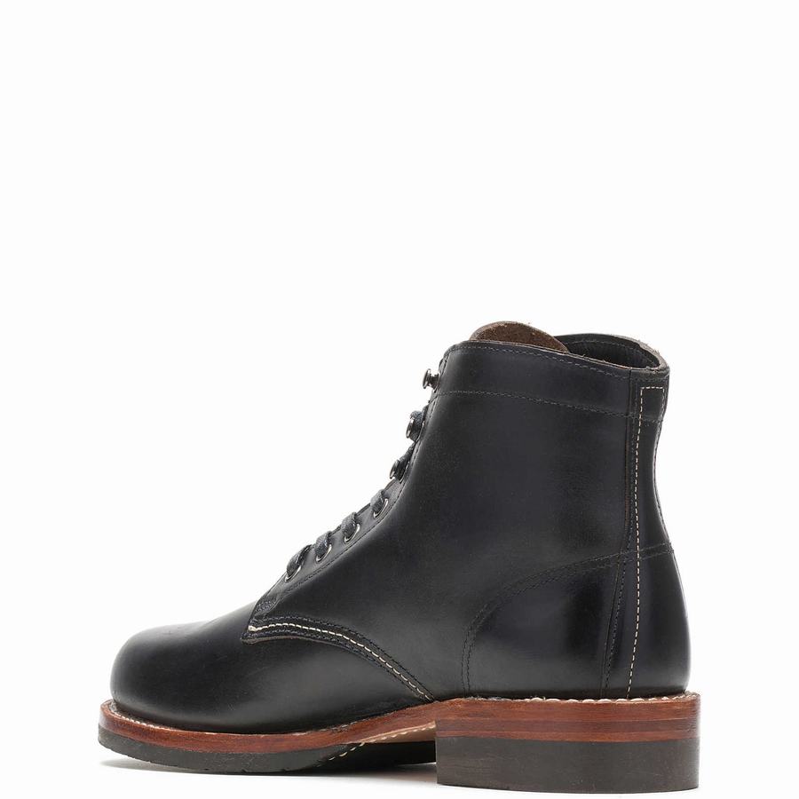 Black Wolverine 1000 Mile Plain-Toe Classic Men Work Boots | SCC465JT