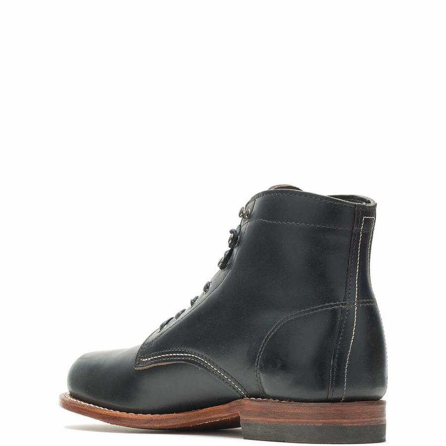 Black Wolverine 1000 Mile Plain-Toe Original Men Work Boots | LXG5418HA