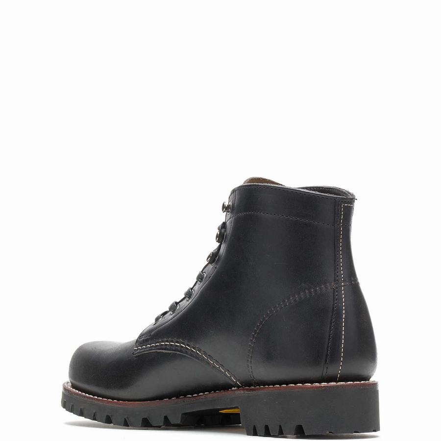 Black Wolverine 1000 Mile Plain-Toe Rugged Men Work Boots | MKT3084CZ