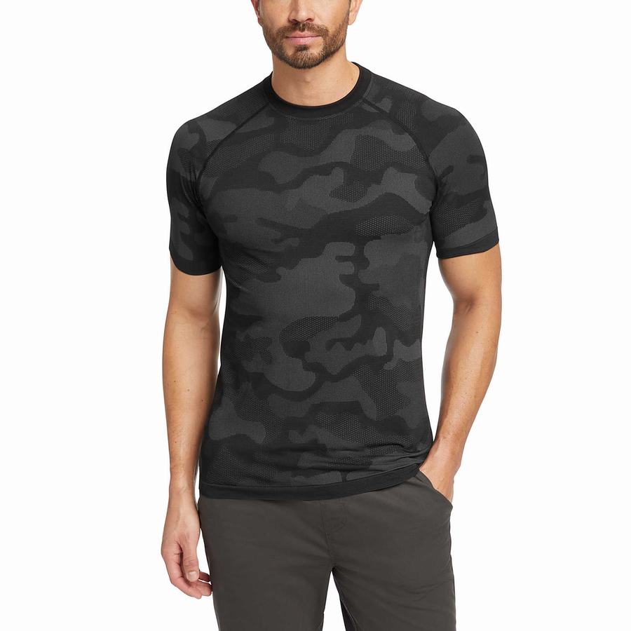 Black Wolverine Camo Mesh Crew Neck Undershirt Men T Shirts | TTP377OC