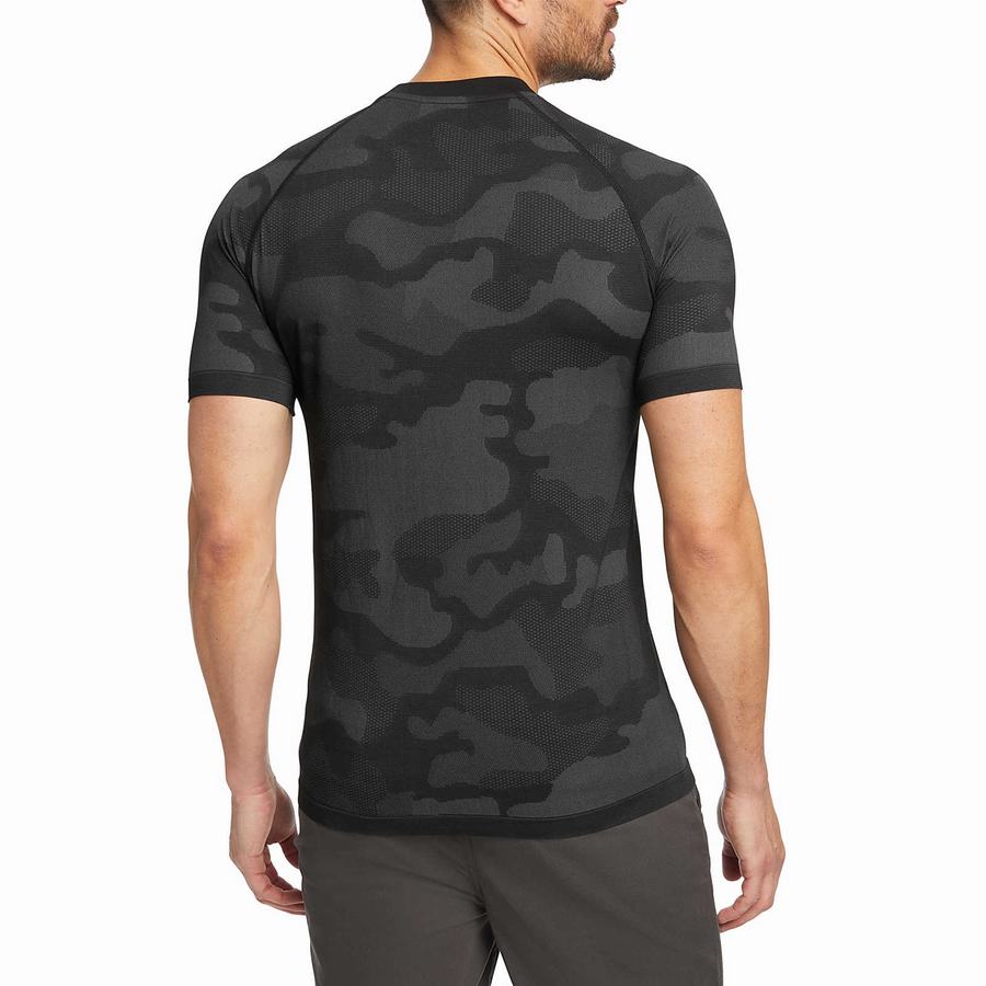 Black Wolverine Camo Mesh Crew Neck Undershirt Men T Shirts | TTP377OC