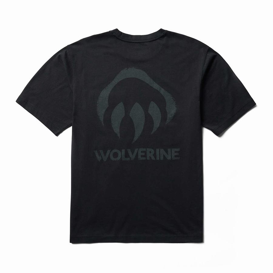 Black Wolverine Classic Short Sleeve Graphic Pocket Tee Men T Shirts | BPQ2225YP