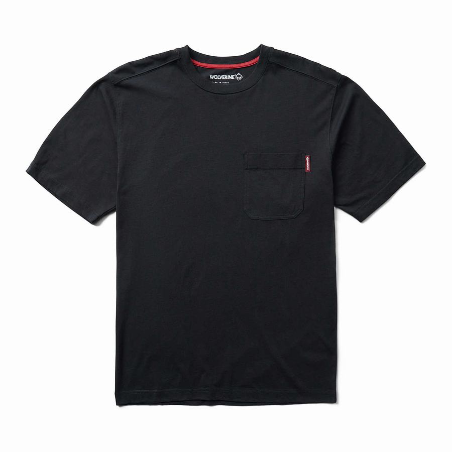 Black Wolverine Classic Short Sleeve Pocket Tee Men T Shirts | LHS8767ZH