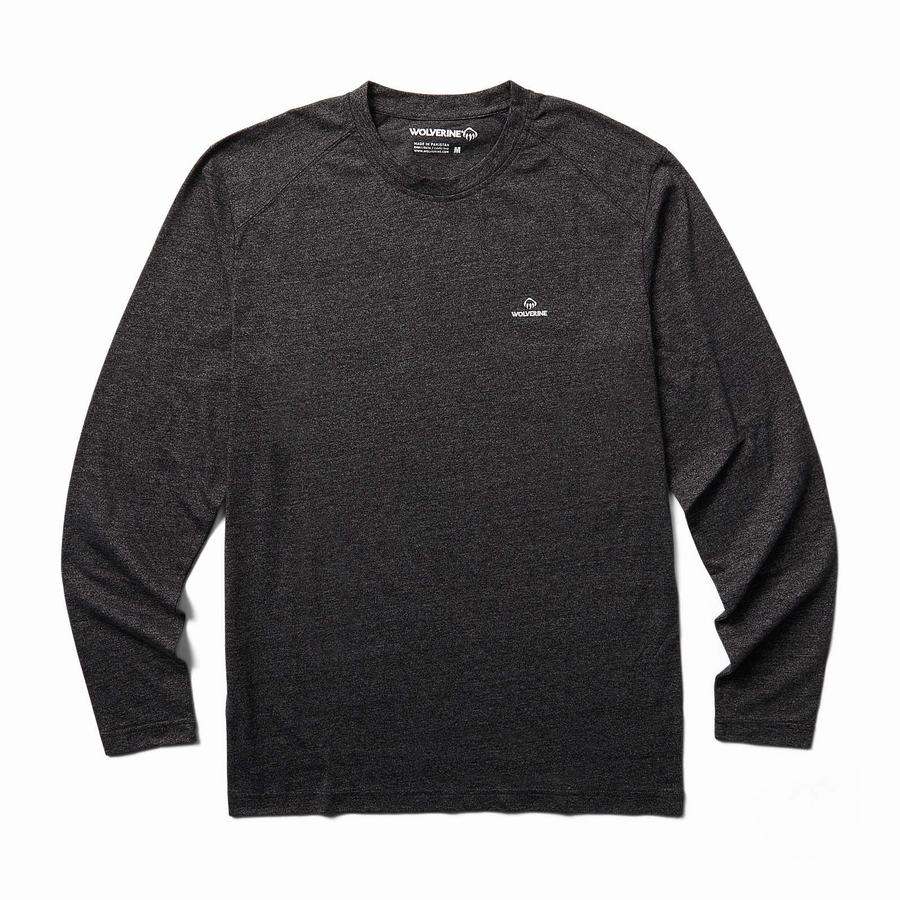 Black Wolverine Edge Long Sleeve Men Shirts | KLM563IX