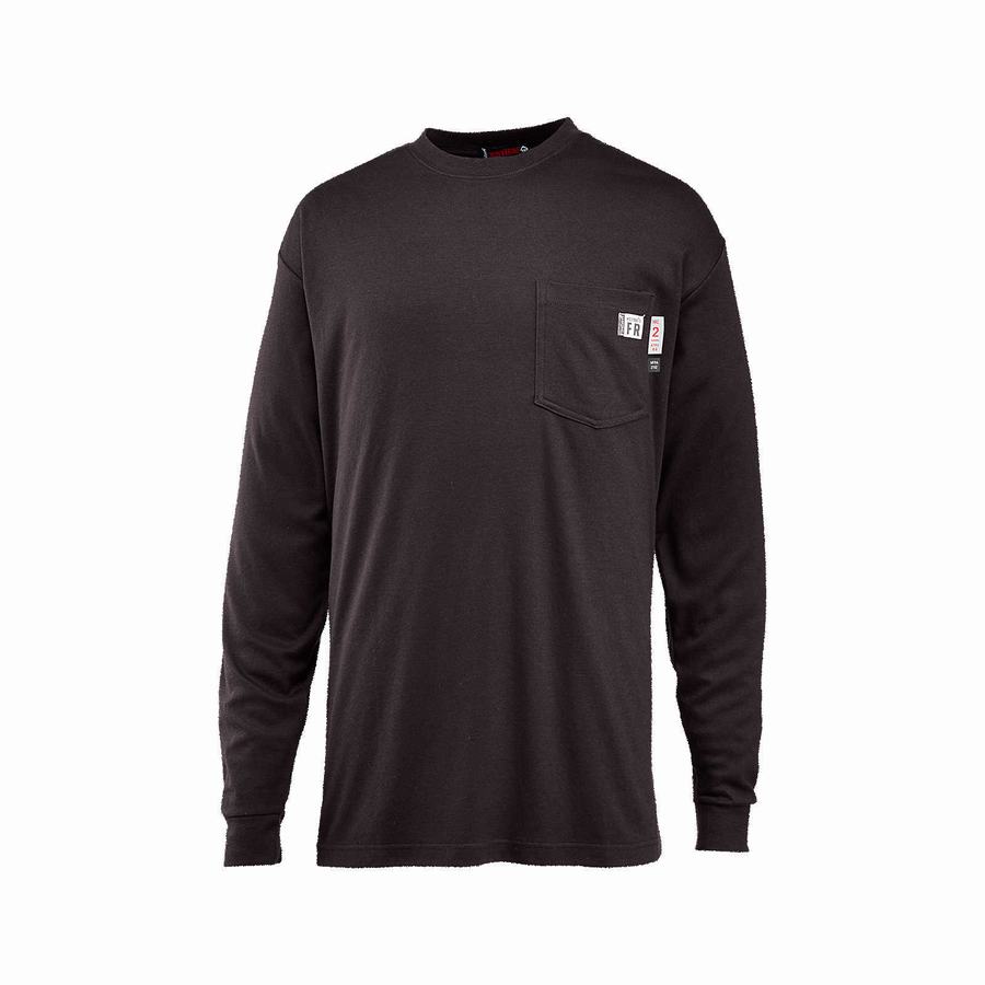 Black Wolverine FR Long Sleeve Tee Men T Shirts | HTS732WV