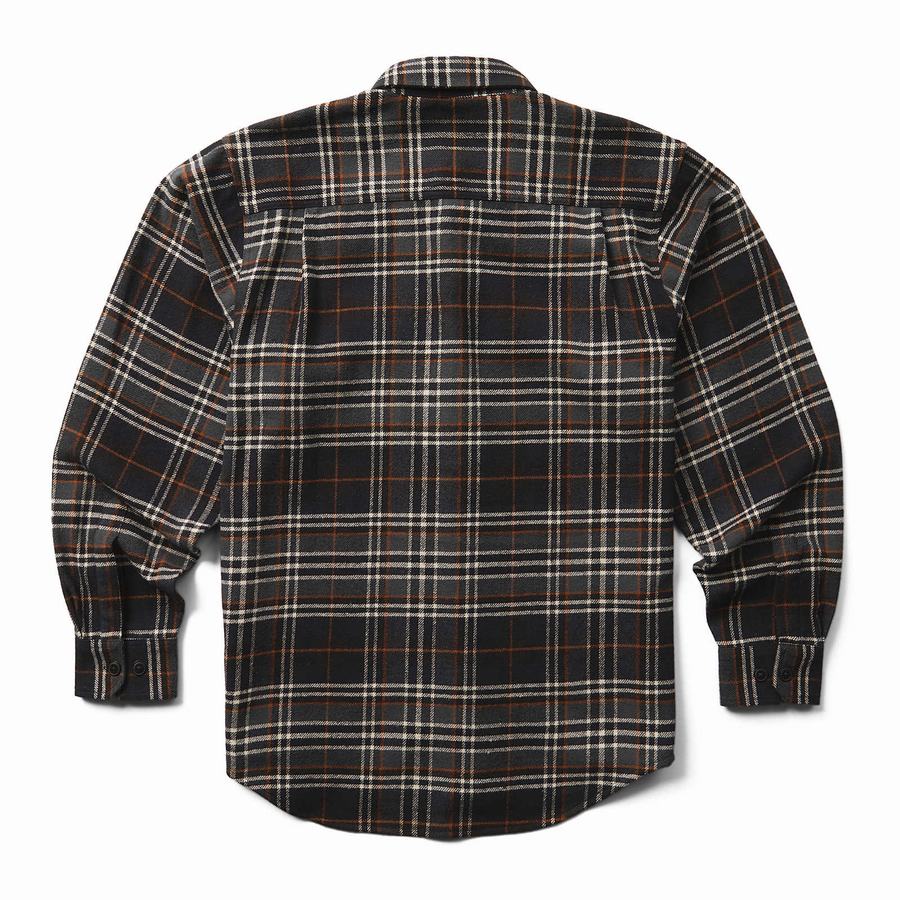 Black Wolverine Glacier Heavyweight Long Sleeve Flannel Men Shirts | LFL7353PO