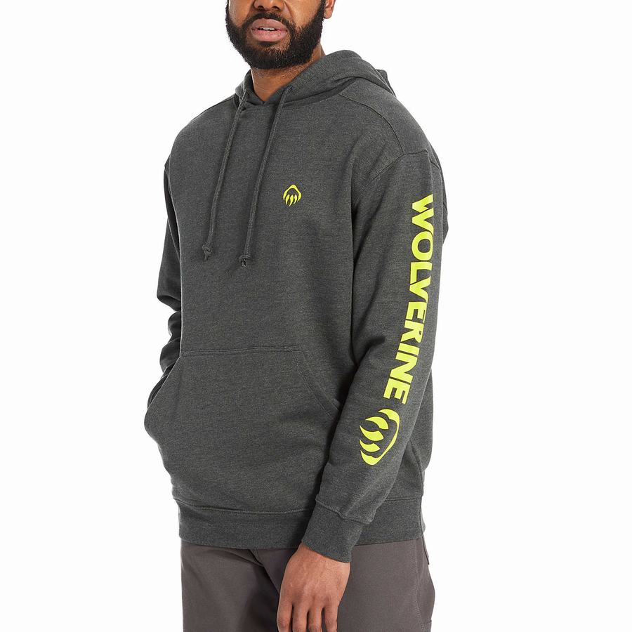 Black Wolverine Graphic- Sleeve Logo Men Hoodie | PWF3353RL