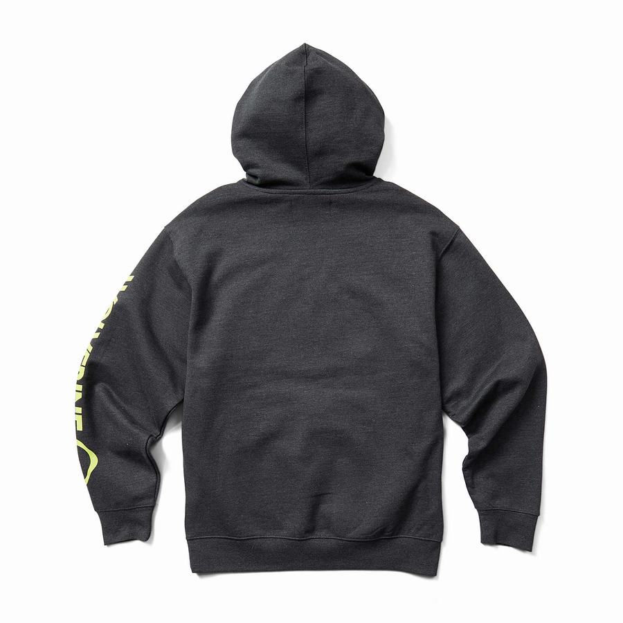 Black Wolverine Graphic- Sleeve Logo Men Hoodie | PWF3353RL