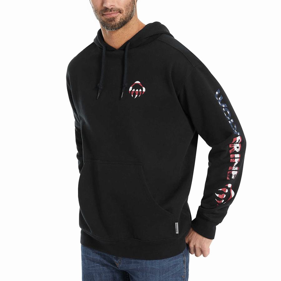 Black Wolverine Graphic - Americana Sleeve Men Hoodie | OPR5947TK