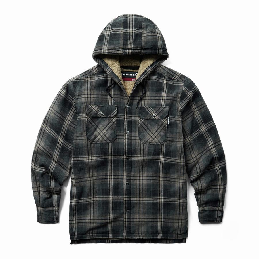 Black Wolverine Hastings Sherpa Lined Hooded Shirt Men Jackets | JZX898NW