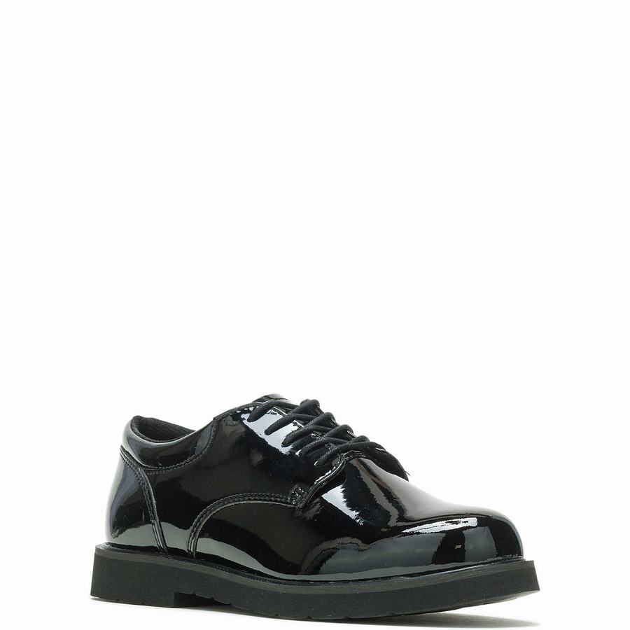 Black Wolverine High Gloss Duty Oxford Men Shoes | CJZ7450VY