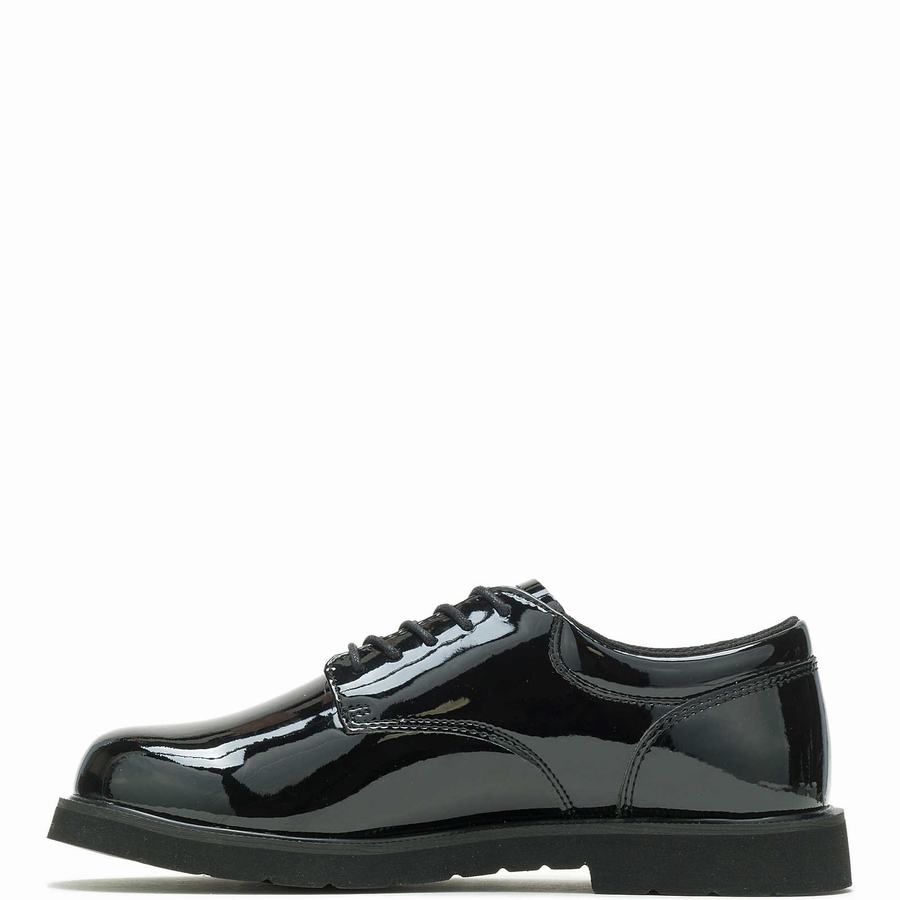 Black Wolverine High Gloss Duty Oxford Men Shoes | CJZ7450VY