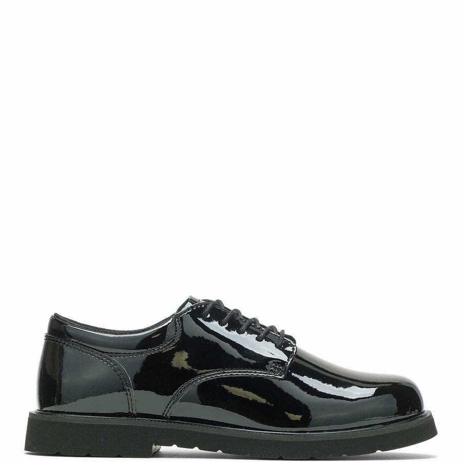 Black Wolverine High Gloss Duty Oxford Men Shoes | CJZ7450VY