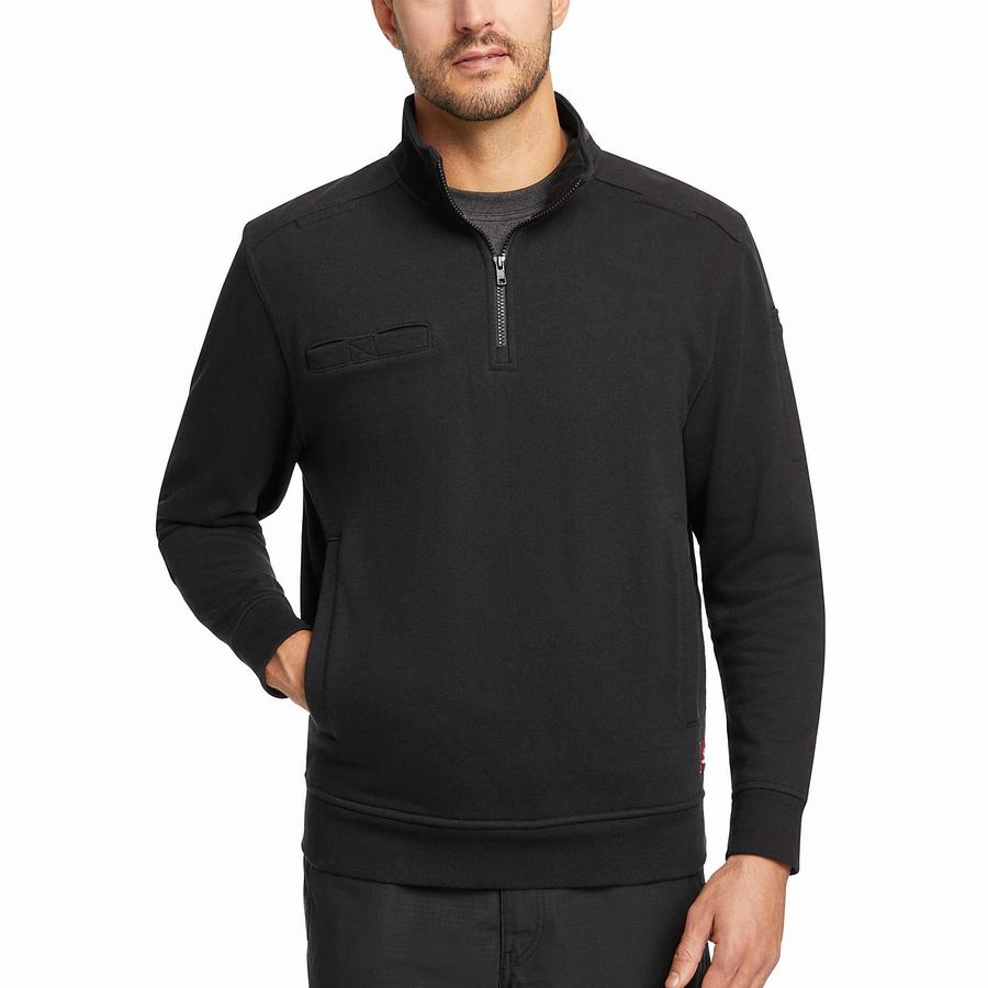 Black Wolverine Job Shirt Quarter Zip Men Fleece | TXL5681DL