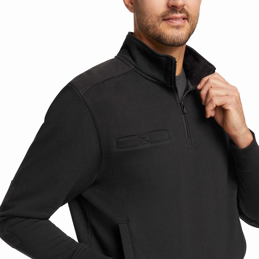 Black Wolverine Job Shirt Quarter Zip Men Fleece | TXL5681DL