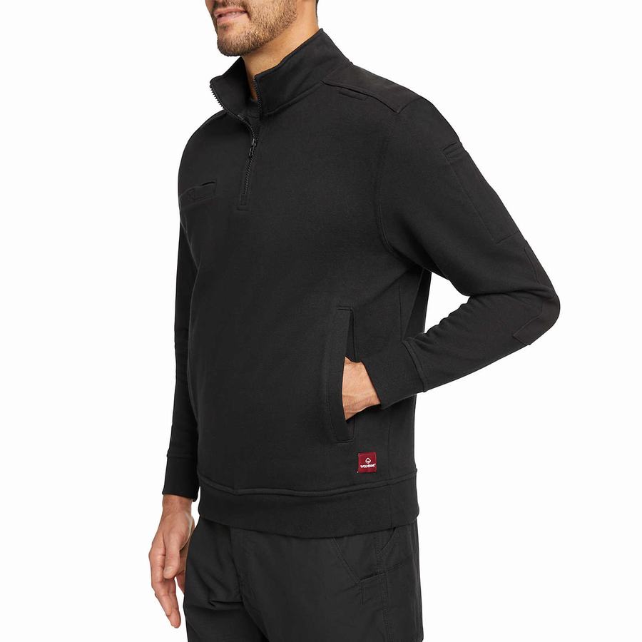 Black Wolverine Job Shirt Quarter Zip Men Fleece | TXL5681DL